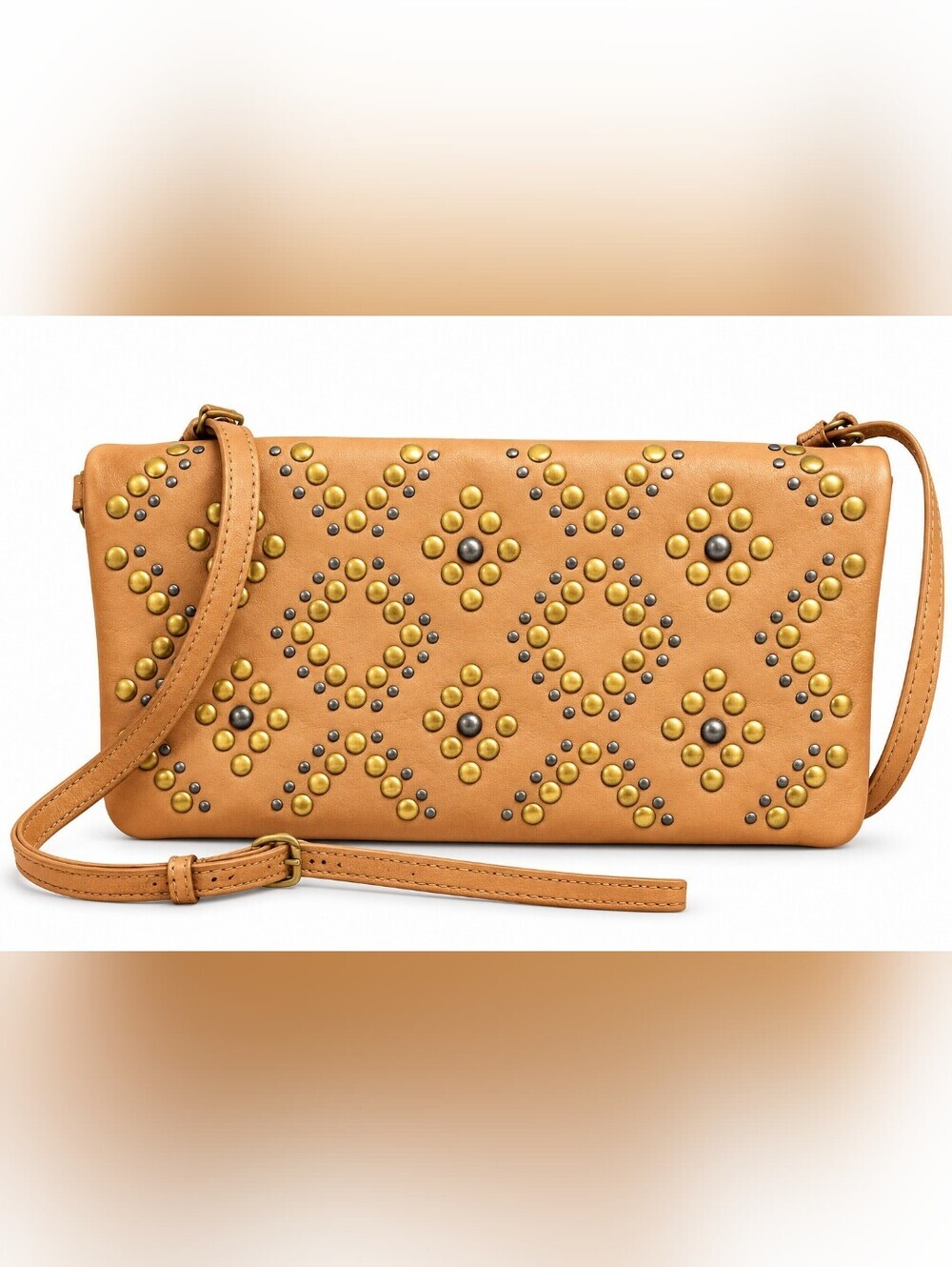 Lucky Brand Tan Studded Leather Crossbody Bag - Picture 4 of 11